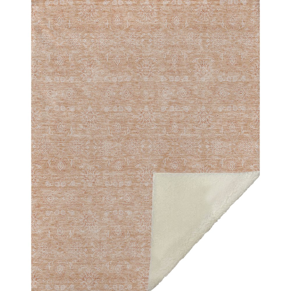 Premium Machine Washable ASB703 Peach 50" x 70" Sherpa Throw Blanket. Picture 1