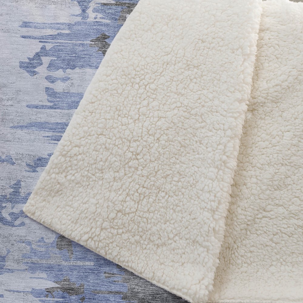 Premium Machine Washable ASB704 Blue 50" x 70" Sherpa Throw Blanket. Picture 2