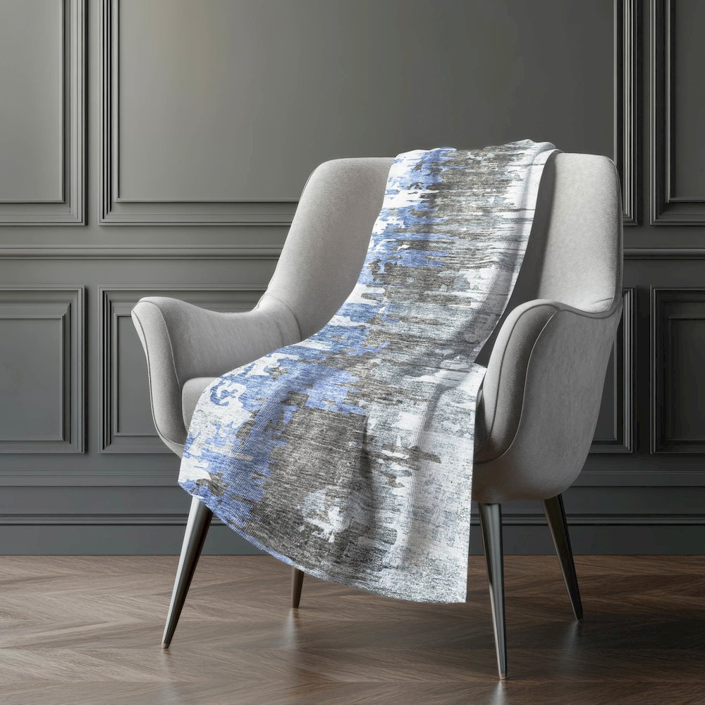 Premium Machine Washable ASB704 Blue 50" x 70" Sherpa Throw Blanket. Picture 5