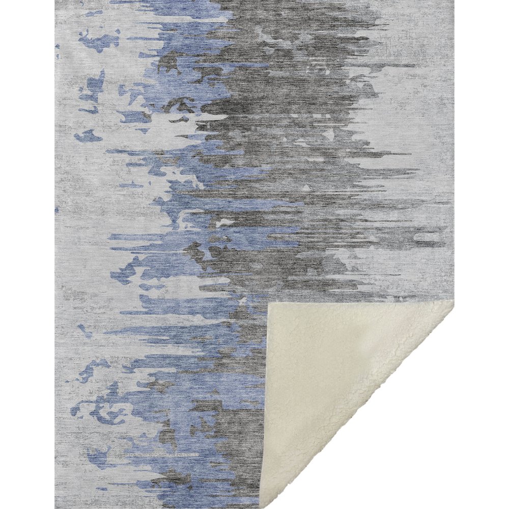 Premium Machine Washable ASB704 Blue 50" x 70" Sherpa Throw Blanket. Picture 1