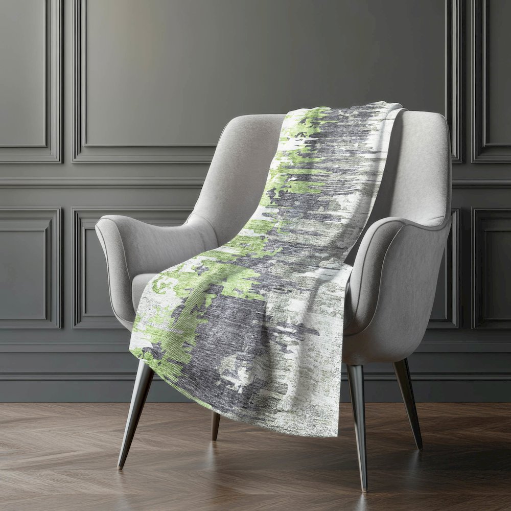 Premium Machine Washable ASB704 Green 50" x 70" Sherpa Throw Blanket. Picture 5