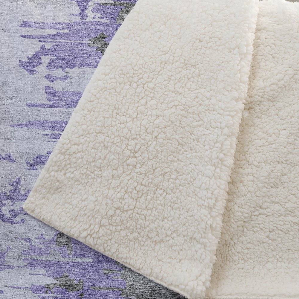 Premium Machine Washable ASB704 Purple 50" x 70" Sherpa Throw Blanket. Picture 2