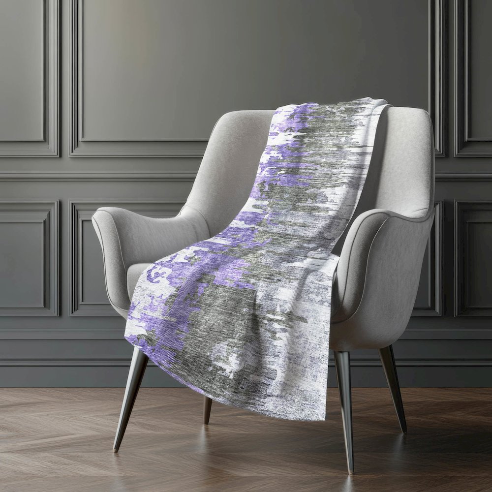 Premium Machine Washable ASB704 Purple 50" x 70" Sherpa Throw Blanket. Picture 5