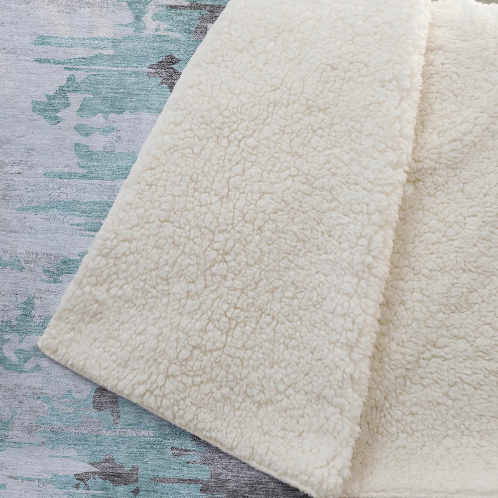 Premium Machine Washable ASB704 Teal 50" x 70" Sherpa Throw Blanket. Picture 2