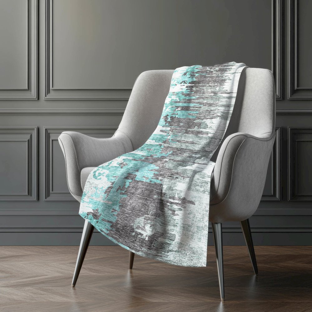 Premium Machine Washable ASB704 Teal 50" x 70" Sherpa Throw Blanket. Picture 5