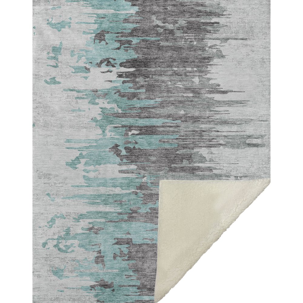 Premium Machine Washable ASB704 Teal 50" x 70" Sherpa Throw Blanket. Picture 1