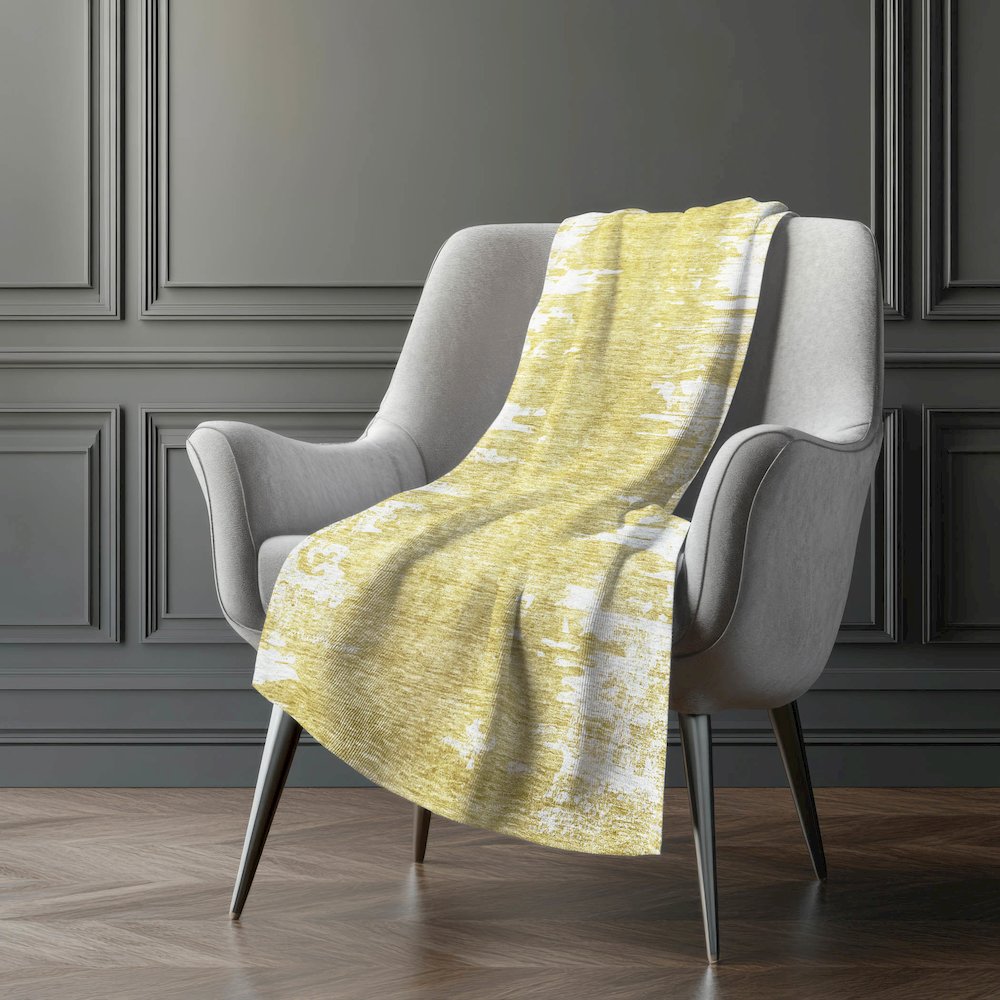 Premium Machine Washable ASB705 Gold 50" x 70" Sherpa Throw Blanket. Picture 5