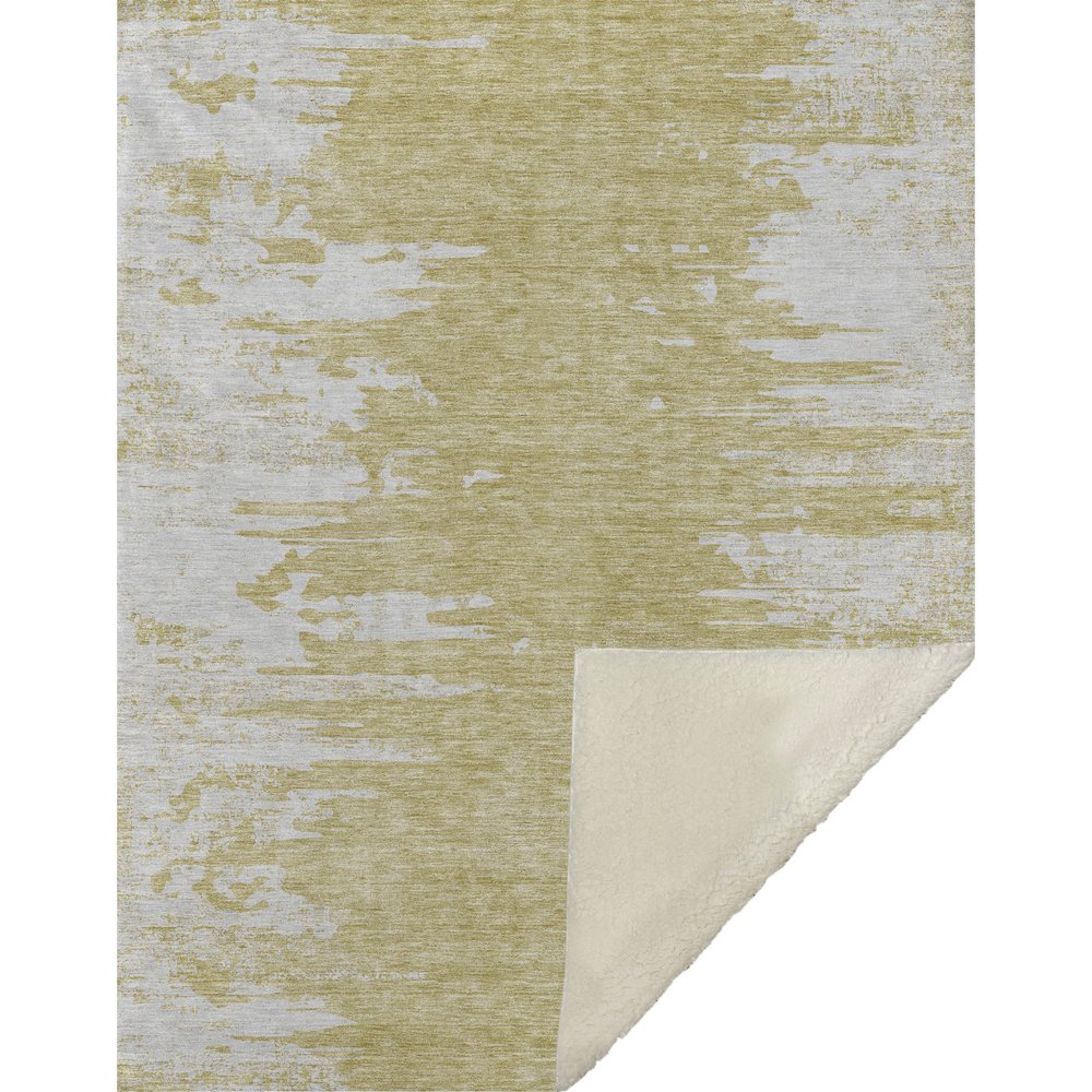 Premium Machine Washable ASB705 Gold 50" x 70" Sherpa Throw Blanket. Picture 1