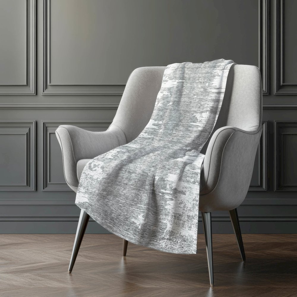 Premium Machine Washable ASB705 Silver 50" x 70" Sherpa Throw Blanket. Picture 5