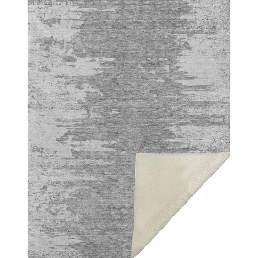 Premium Machine Washable ASB705 Silver 50" x 70" Sherpa Throw Blanket. Picture 1