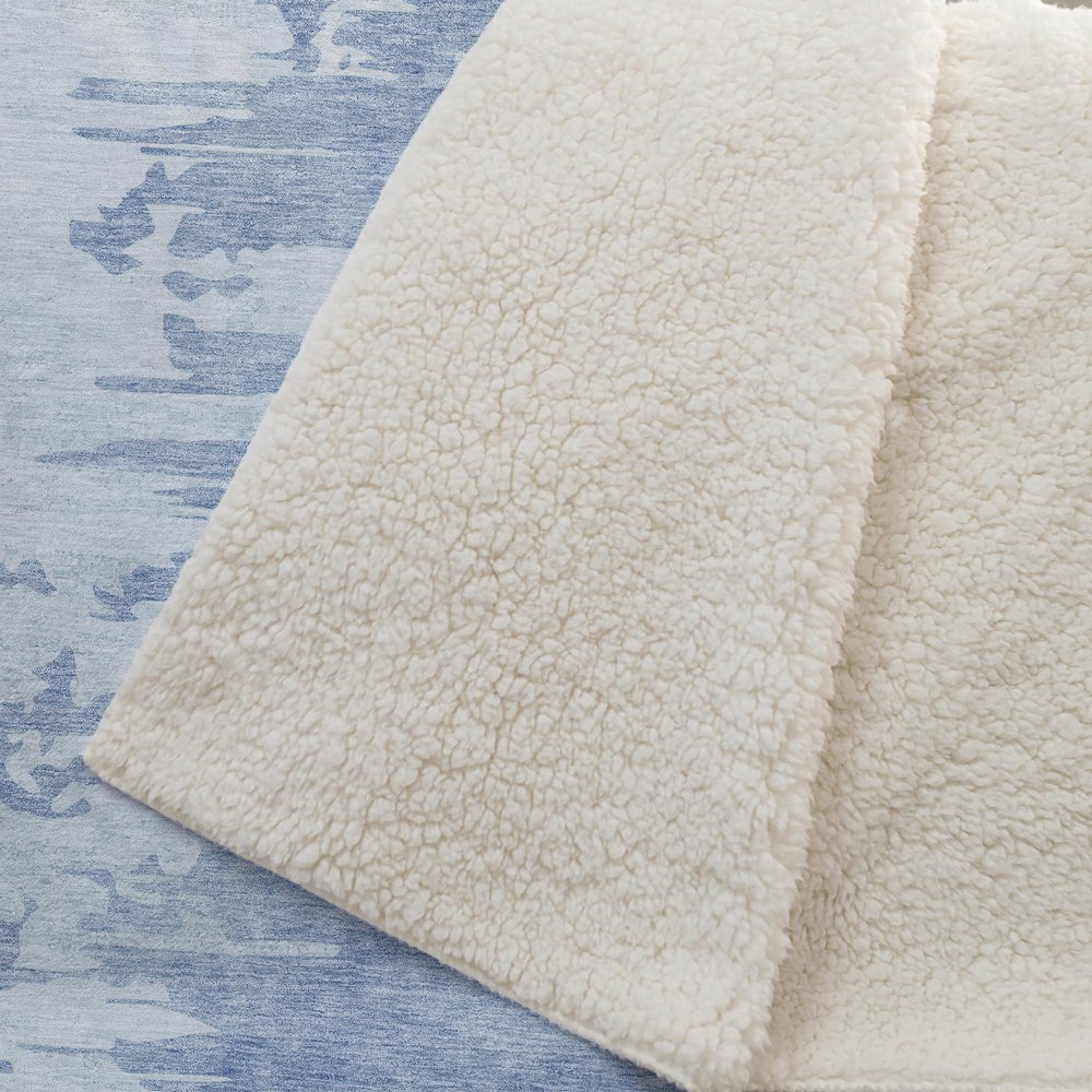 Premium Machine Washable ASB705 Sky 50" x 70" Sherpa Throw Blanket. Picture 2