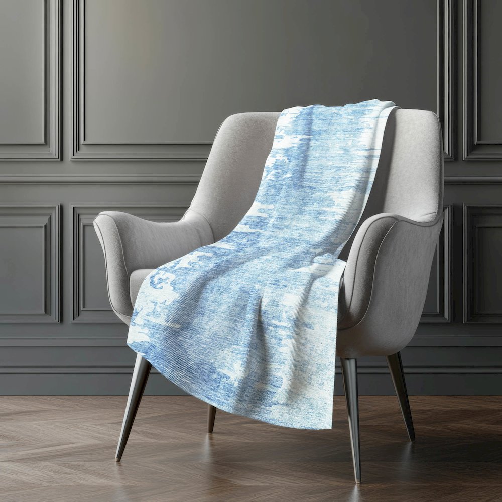 Premium Machine Washable ASB705 Sky 50" x 70" Sherpa Throw Blanket. Picture 5