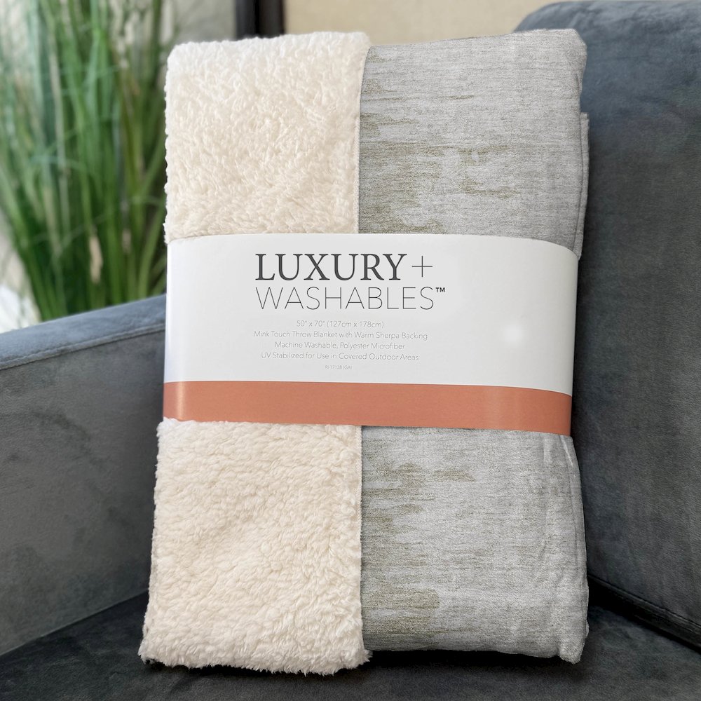 Premium Machine Washable ASB705 Taupe 50" x 70" Sherpa Throw Blanket. Picture 3