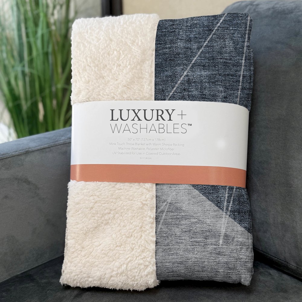 Premium Machine Washable ASB706 Charcoal 50" x 70" Sherpa Throw Blanket. Picture 3