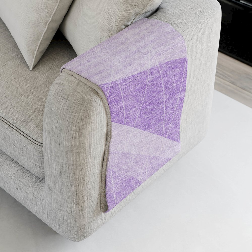 Premium Machine Washable ASB706 Lavender 50" x 70" Sherpa Throw Blanket. Picture 4