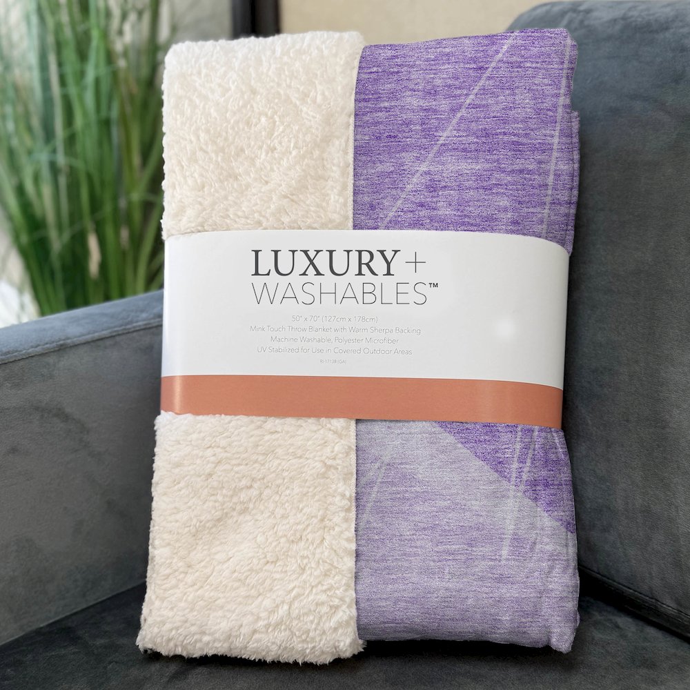 Premium Machine Washable ASB706 Lavender 50" x 70" Sherpa Throw Blanket. Picture 3