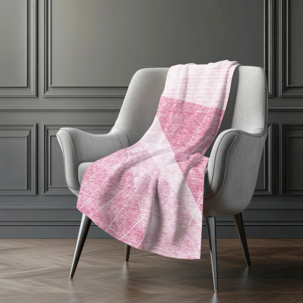 Premium Machine Washable ASB706 Pink 50" x 70" Sherpa Throw Blanket. Picture 5