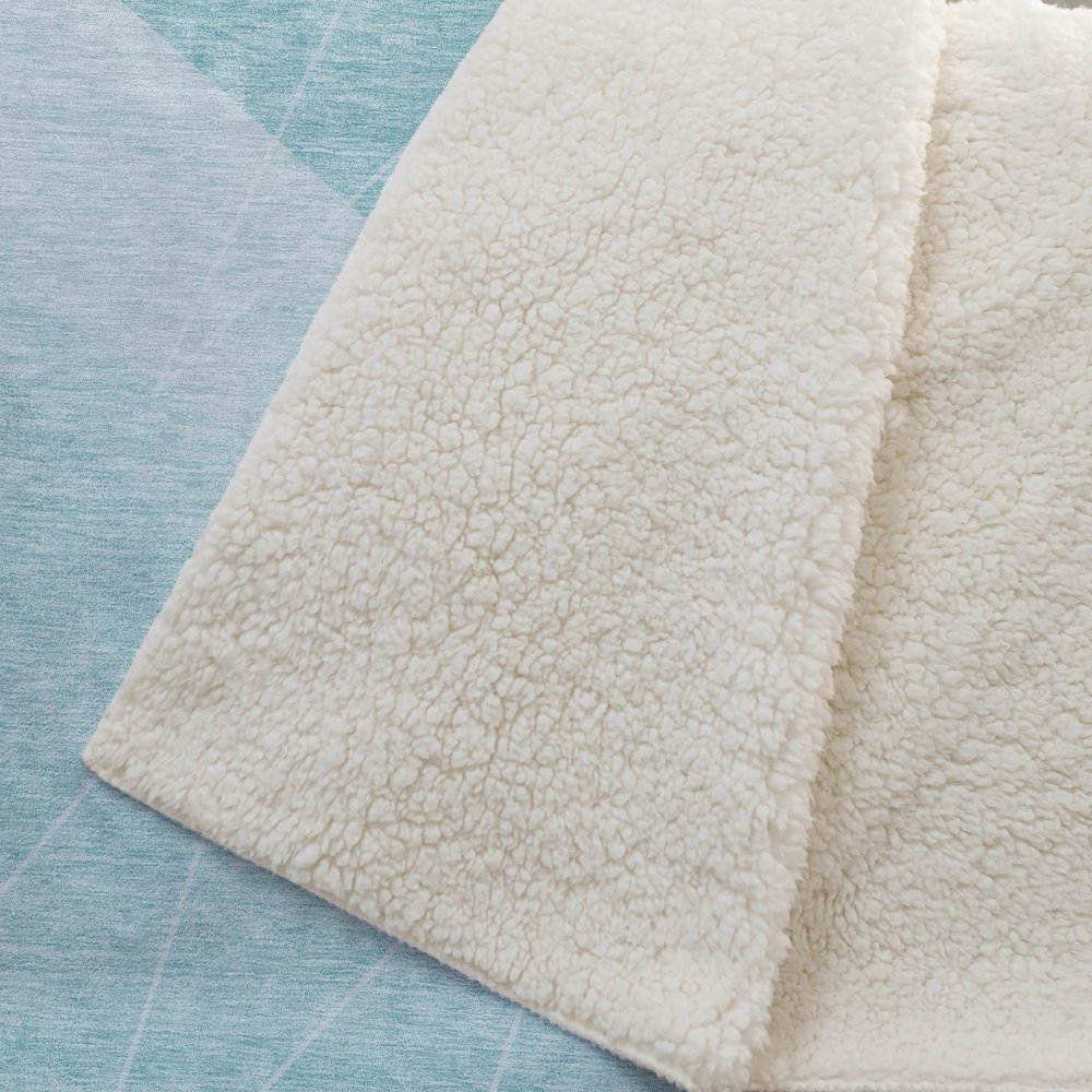 Premium Machine Washable ASB706 Teal 50" x 70" Sherpa Throw Blanket. Picture 2