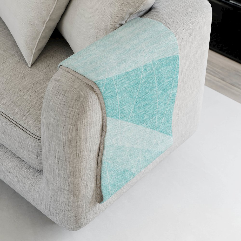 Premium Machine Washable ASB706 Teal 50" x 70" Sherpa Throw Blanket. Picture 4