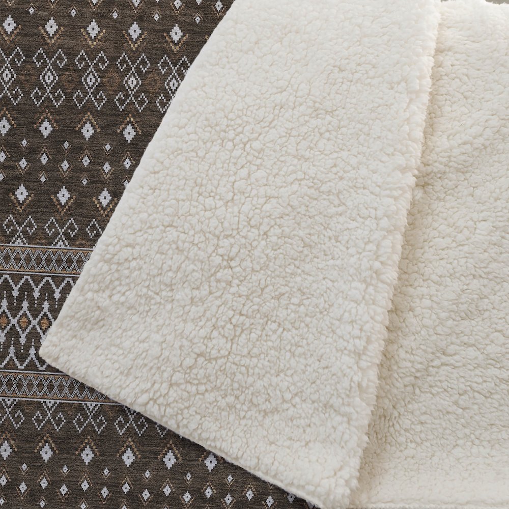 Premium Machine Washable ASB708 Chocolate 50" x 70" Sherpa Throw Blanket. Picture 2