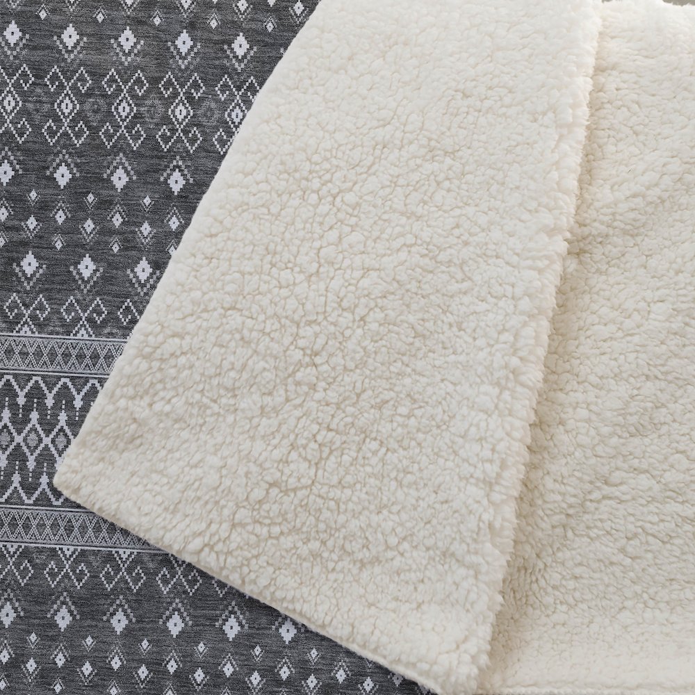 Premium Machine Washable ASB708 Gray 50" x 70" Sherpa Throw Blanket. Picture 2