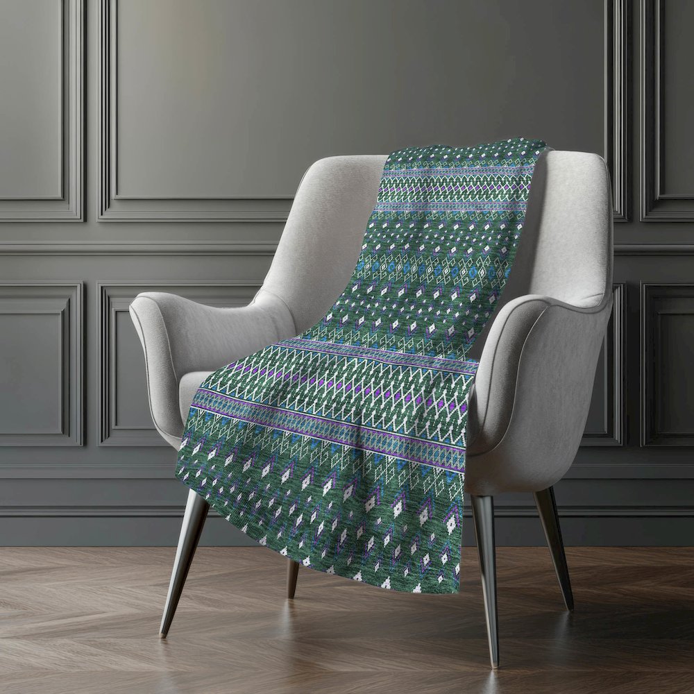 Premium Machine Washable ASB708 Green 50" x 70" Sherpa Throw Blanket. Picture 5