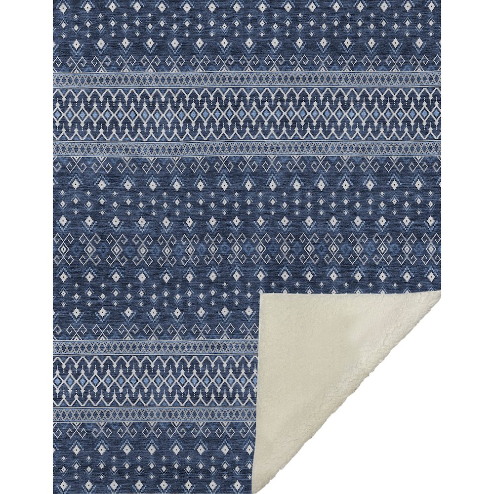 Premium Machine Washable ASB708 Navy 50" x 70" Sherpa Throw Blanket. Picture 1