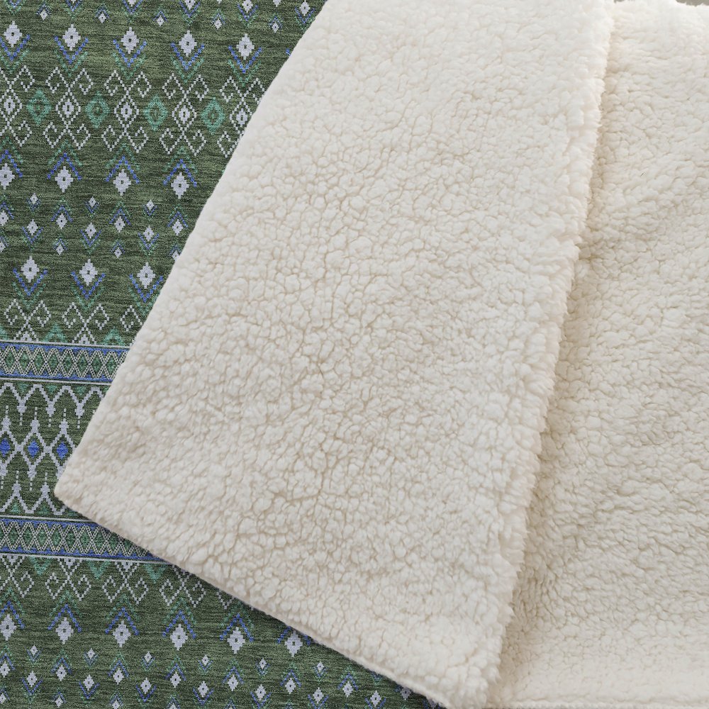 Premium Machine Washable ASB708 Olive 50" x 70" Sherpa Throw Blanket. Picture 2