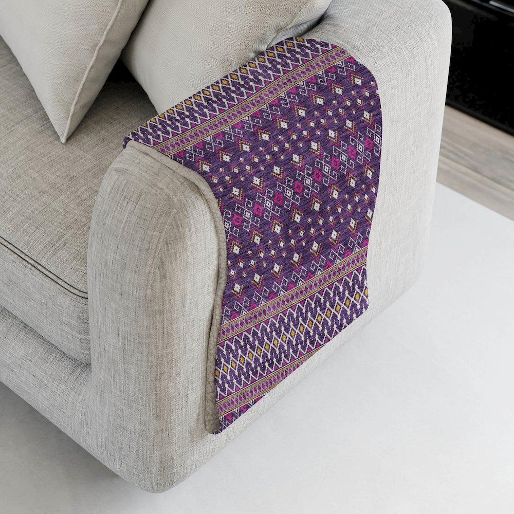 Premium Machine Washable ASB708 Purple 50" x 70" Sherpa Throw Blanket. Picture 4