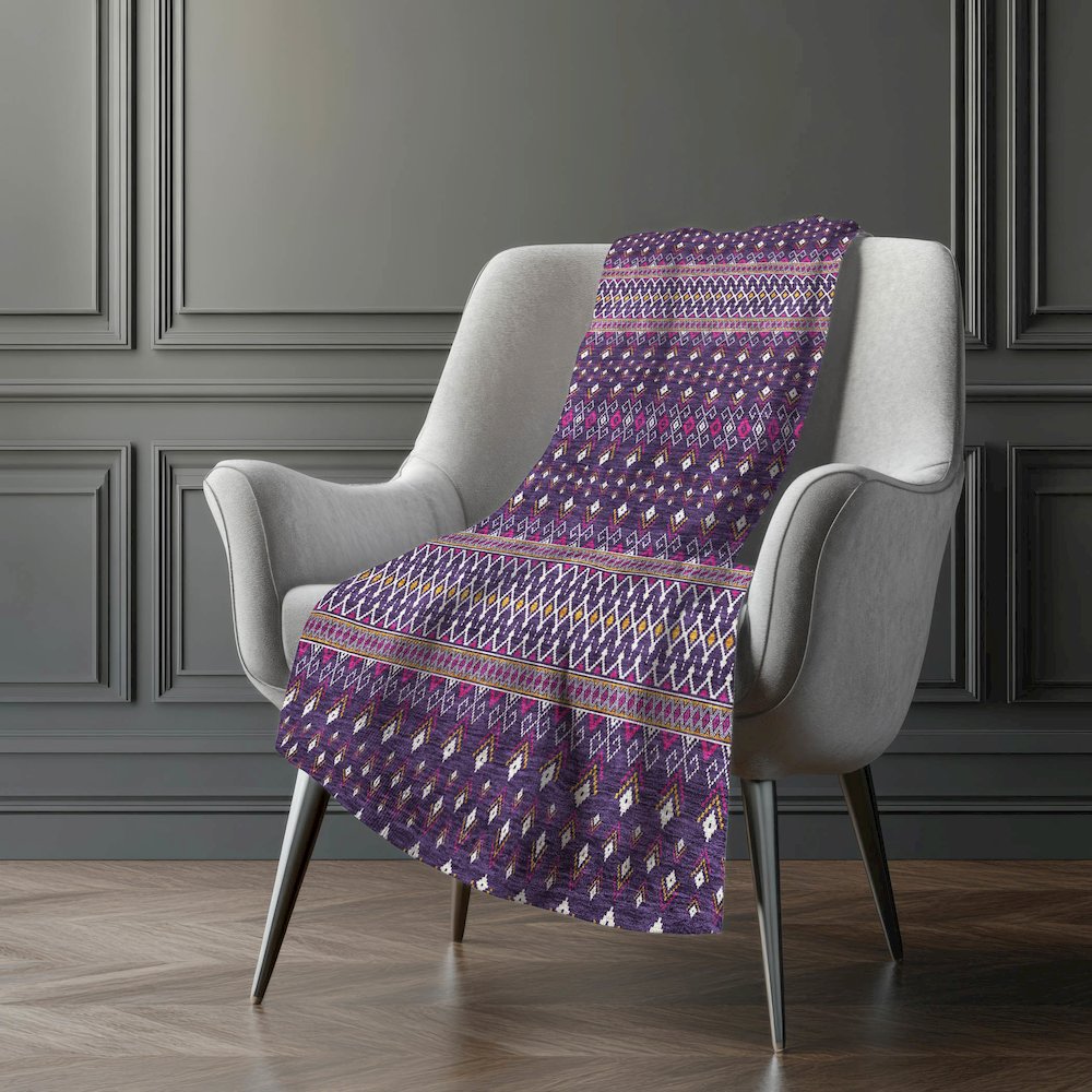 Premium Machine Washable ASB708 Purple 50" x 70" Sherpa Throw Blanket. Picture 5