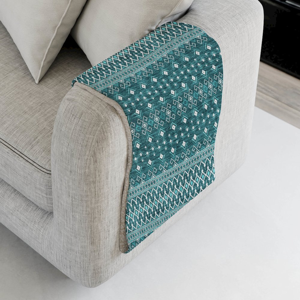 Premium Machine Washable ASB708 Teal 50" x 70" Sherpa Throw Blanket. Picture 4