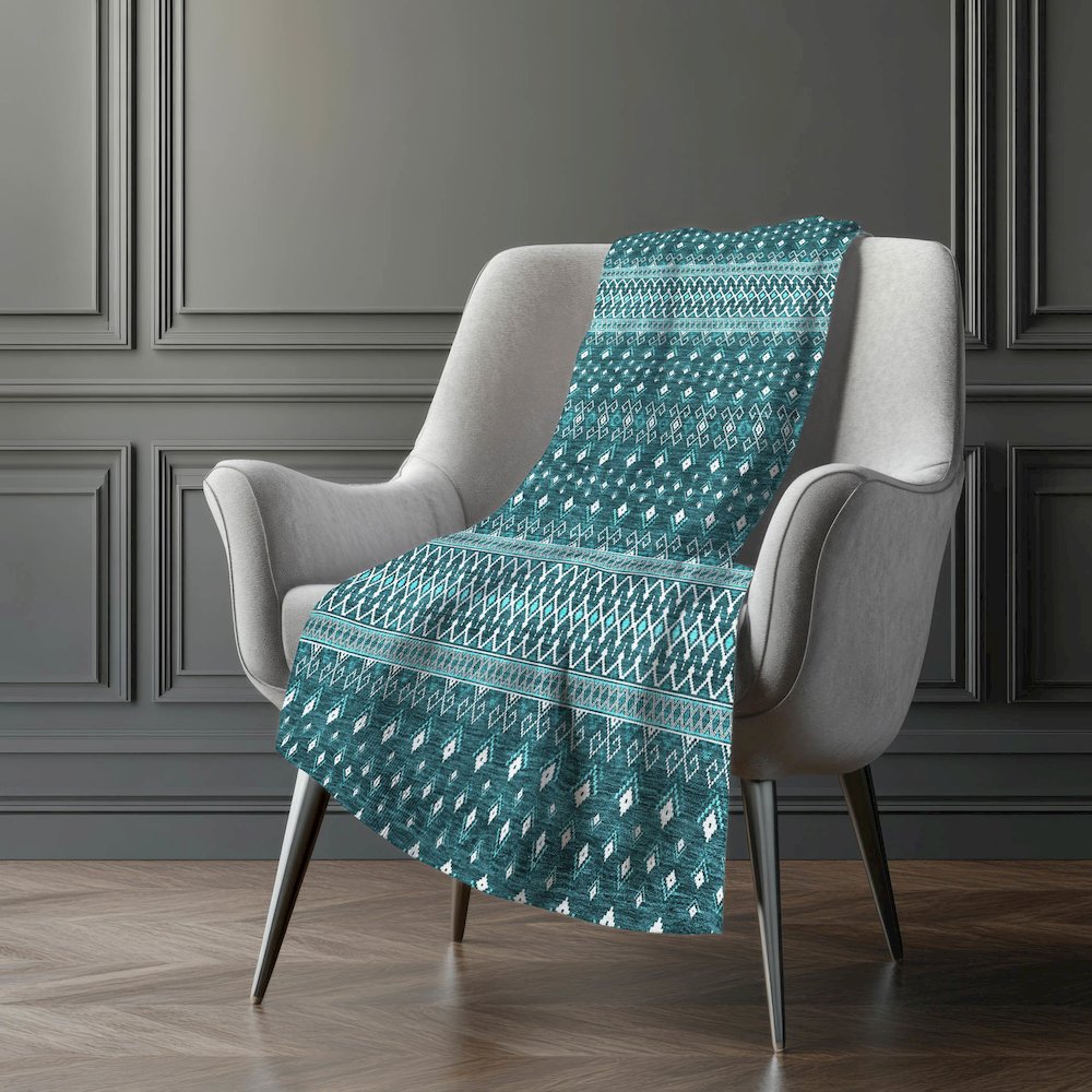 Premium Machine Washable ASB708 Teal 50" x 70" Sherpa Throw Blanket. Picture 5