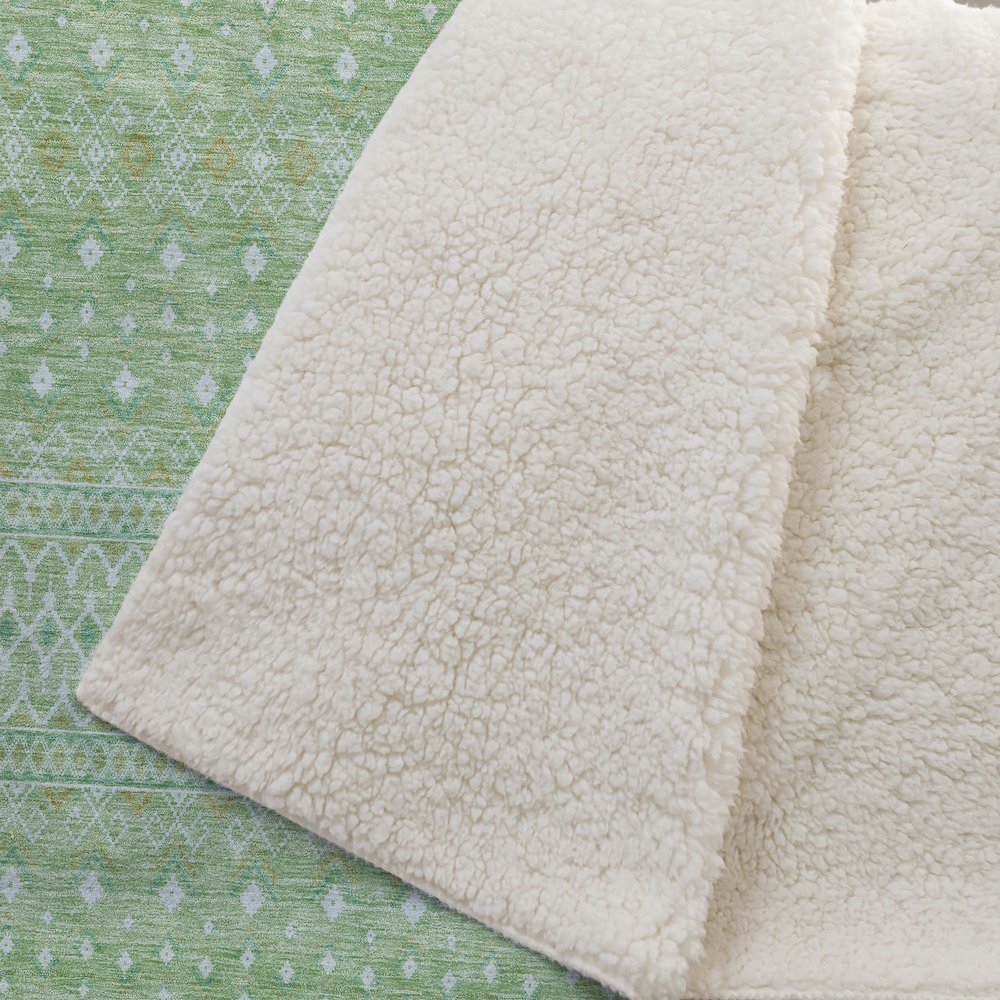Premium Machine Washable ASB709 Aloe 50" x 70" Sherpa Throw Blanket. Picture 2