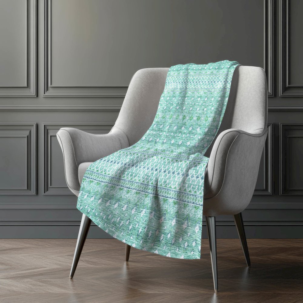 Premium Machine Washable ASB709 Aqua 50" x 70" Sherpa Throw Blanket. Picture 5