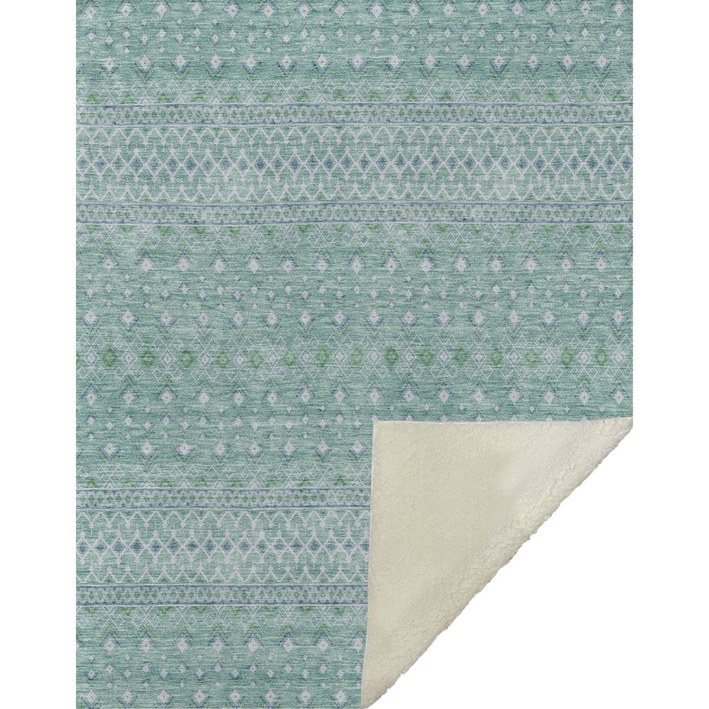 Premium Machine Washable ASB709 Aqua 50" x 70" Sherpa Throw Blanket. Picture 1