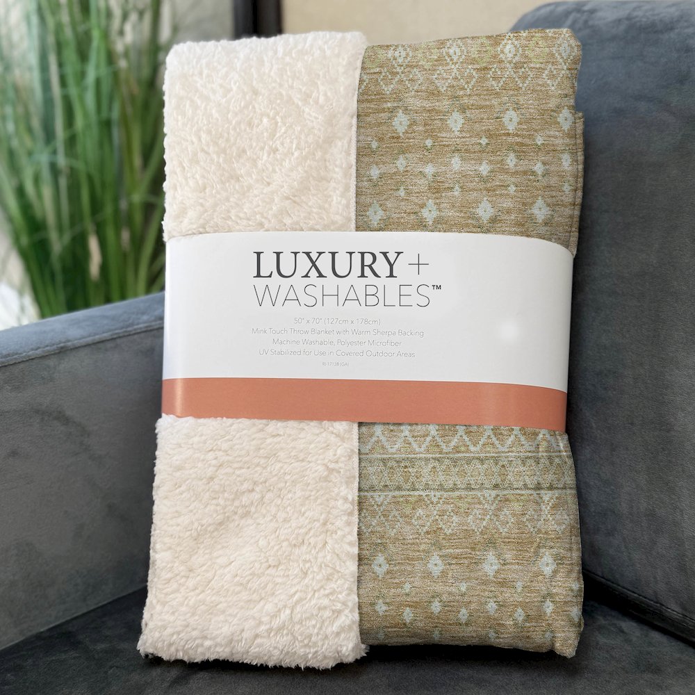 Premium Machine Washable ASB709 Copper 50" x 70" Sherpa Throw Blanket. Picture 3