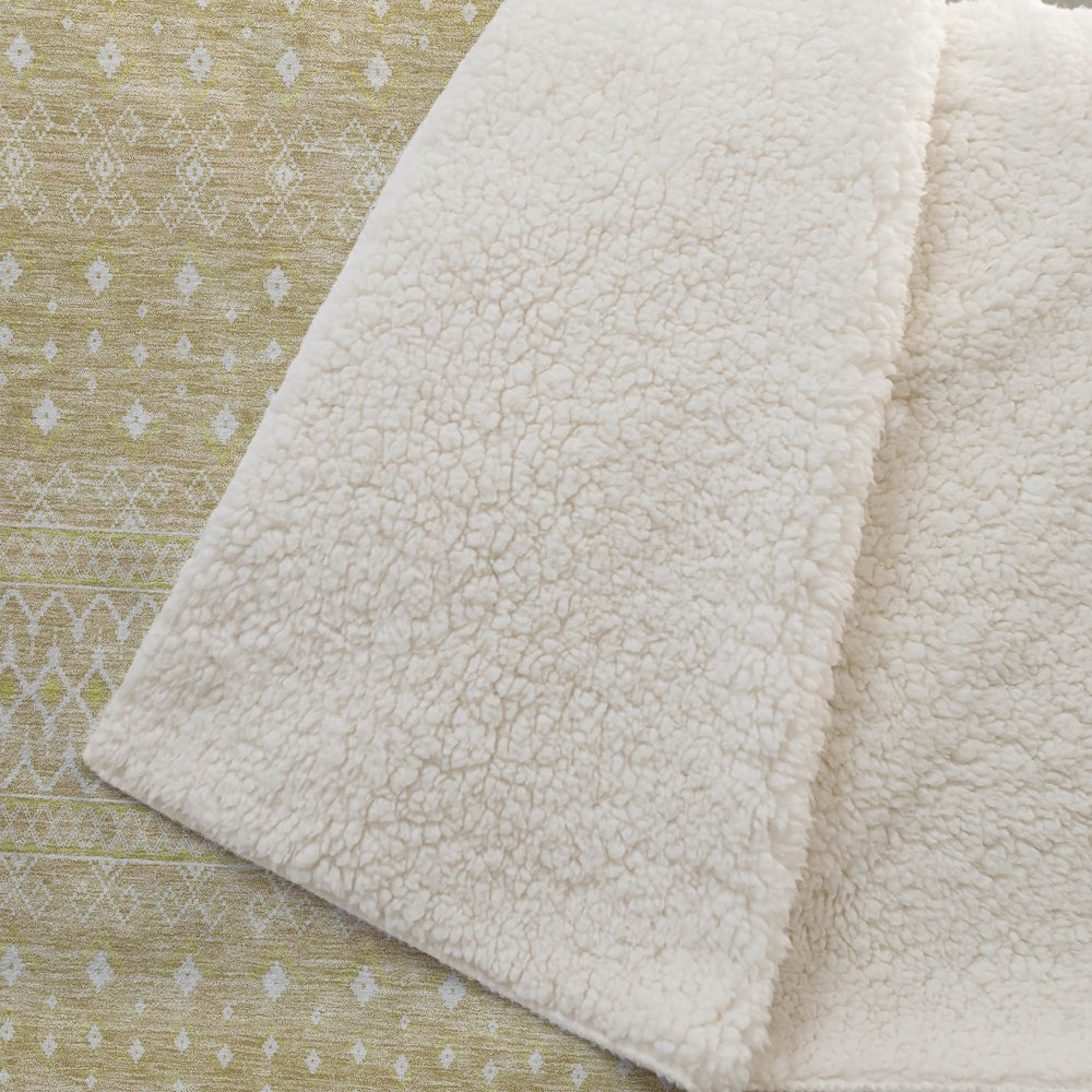 Premium Machine Washable ASB709 Gold 50" x 70" Sherpa Throw Blanket. Picture 2