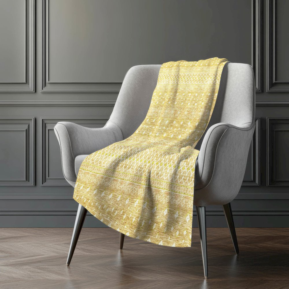 Premium Machine Washable ASB709 Gold 50" x 70" Sherpa Throw Blanket. Picture 5