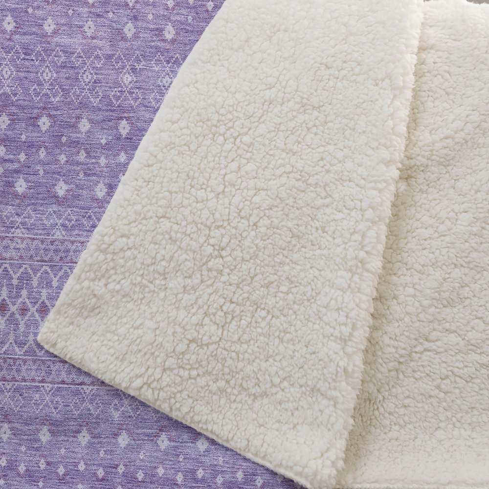 Premium Machine Washable ASB709 Lavender 50" x 70" Sherpa Throw Blanket. Picture 2