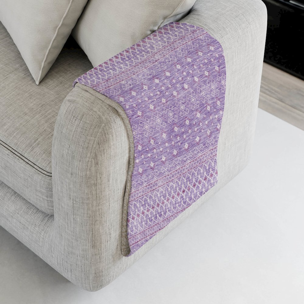 Premium Machine Washable ASB709 Lavender 50" x 70" Sherpa Throw Blanket. Picture 4
