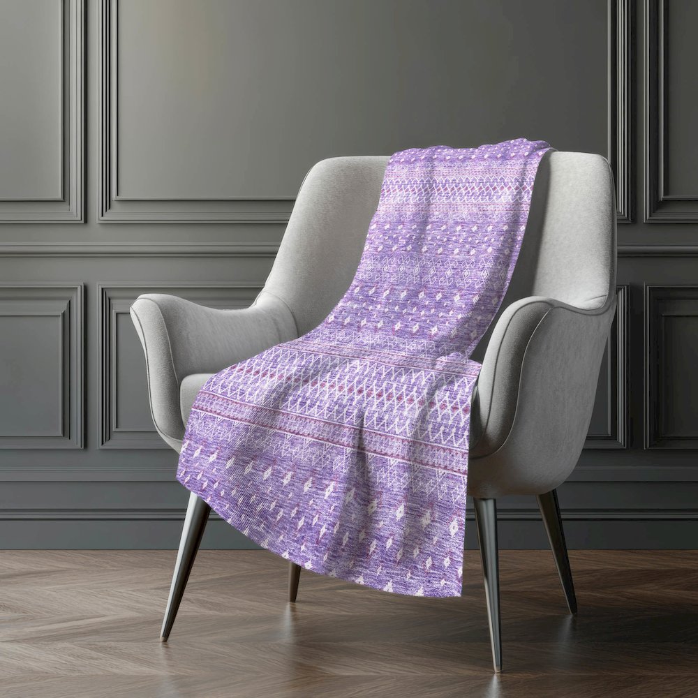 Premium Machine Washable ASB709 Lavender 50" x 70" Sherpa Throw Blanket. Picture 5
