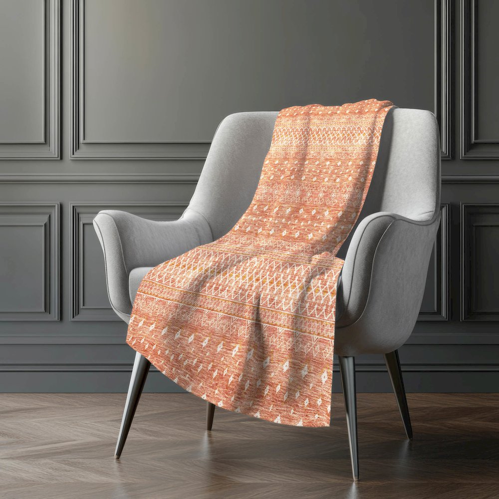 Premium Machine Washable ASB709 Salmon 50" x 70" Sherpa Throw Blanket. Picture 5