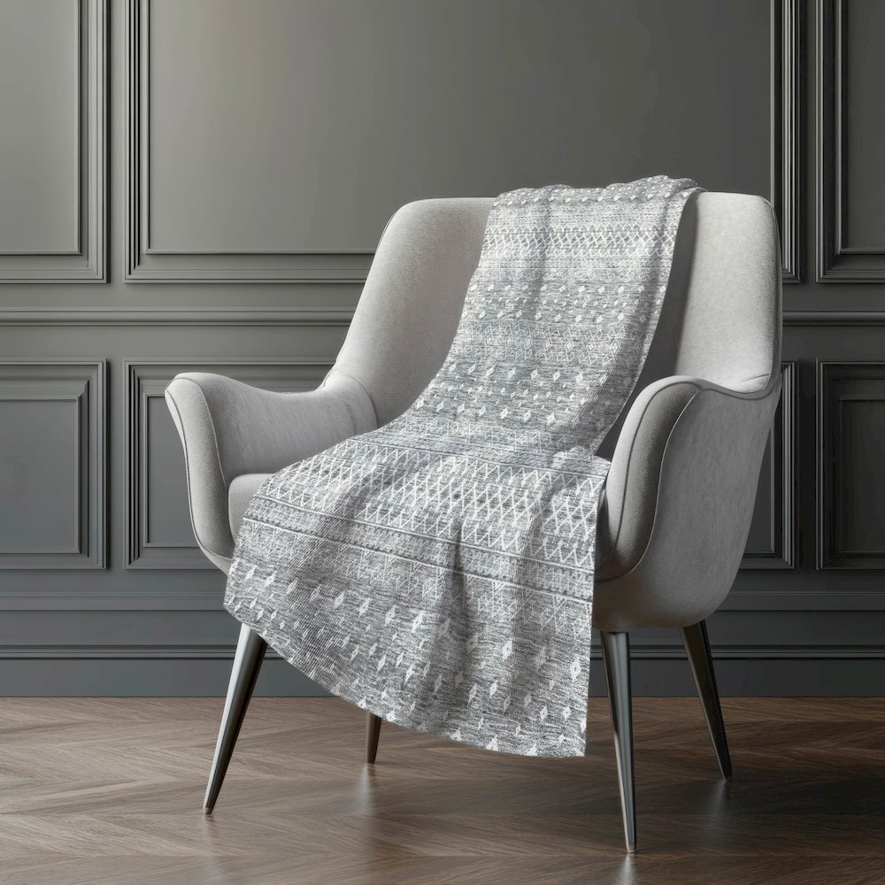 Premium Machine Washable ASB709 Silver 50" x 70" Sherpa Throw Blanket. Picture 5