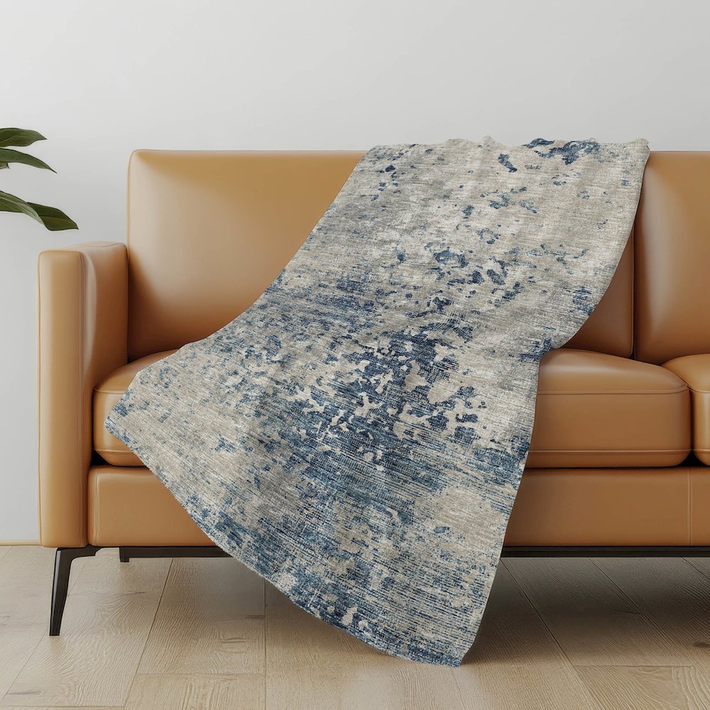 Premium Machine Washable ASB70 Blue 50" x 70" Sherpa Throw Blanket. Picture 4