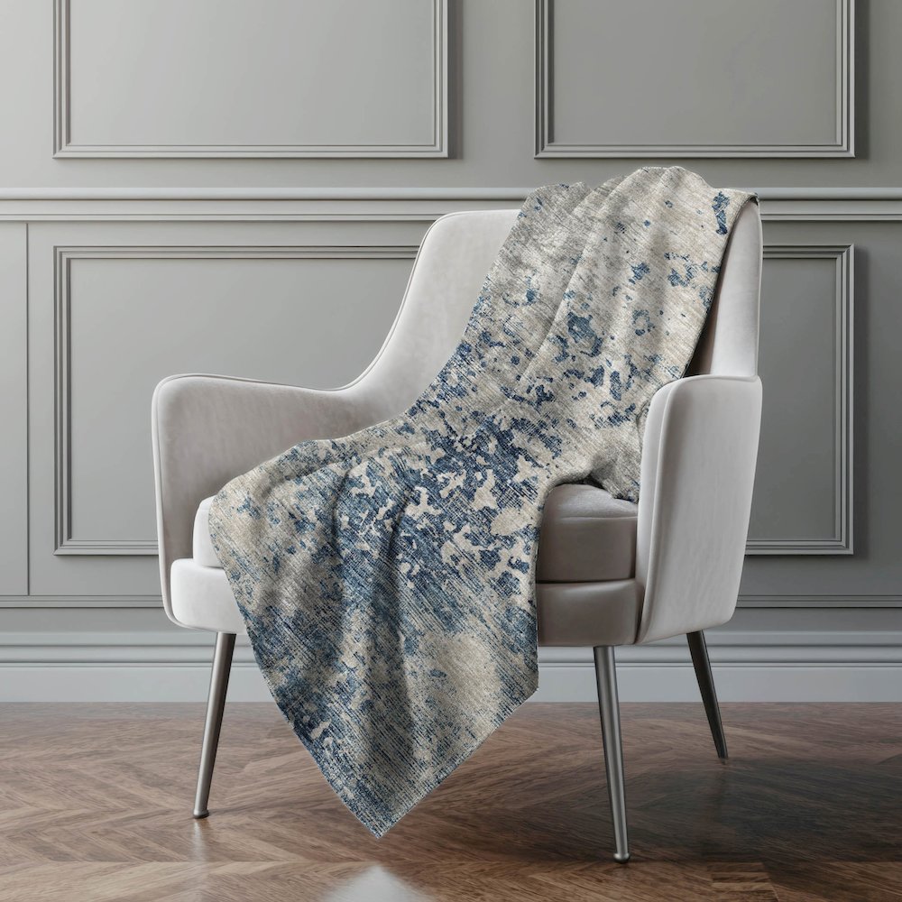 Premium Machine Washable ASB70 Blue 50" x 70" Sherpa Throw Blanket. Picture 5