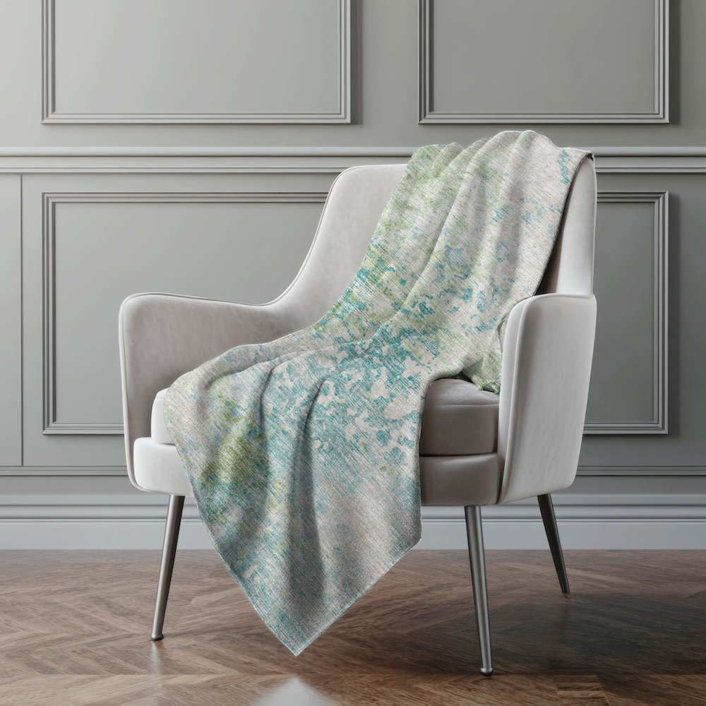 Premium Machine Washable ASB70 Green 50" x 70" Sherpa Throw Blanket. Picture 5