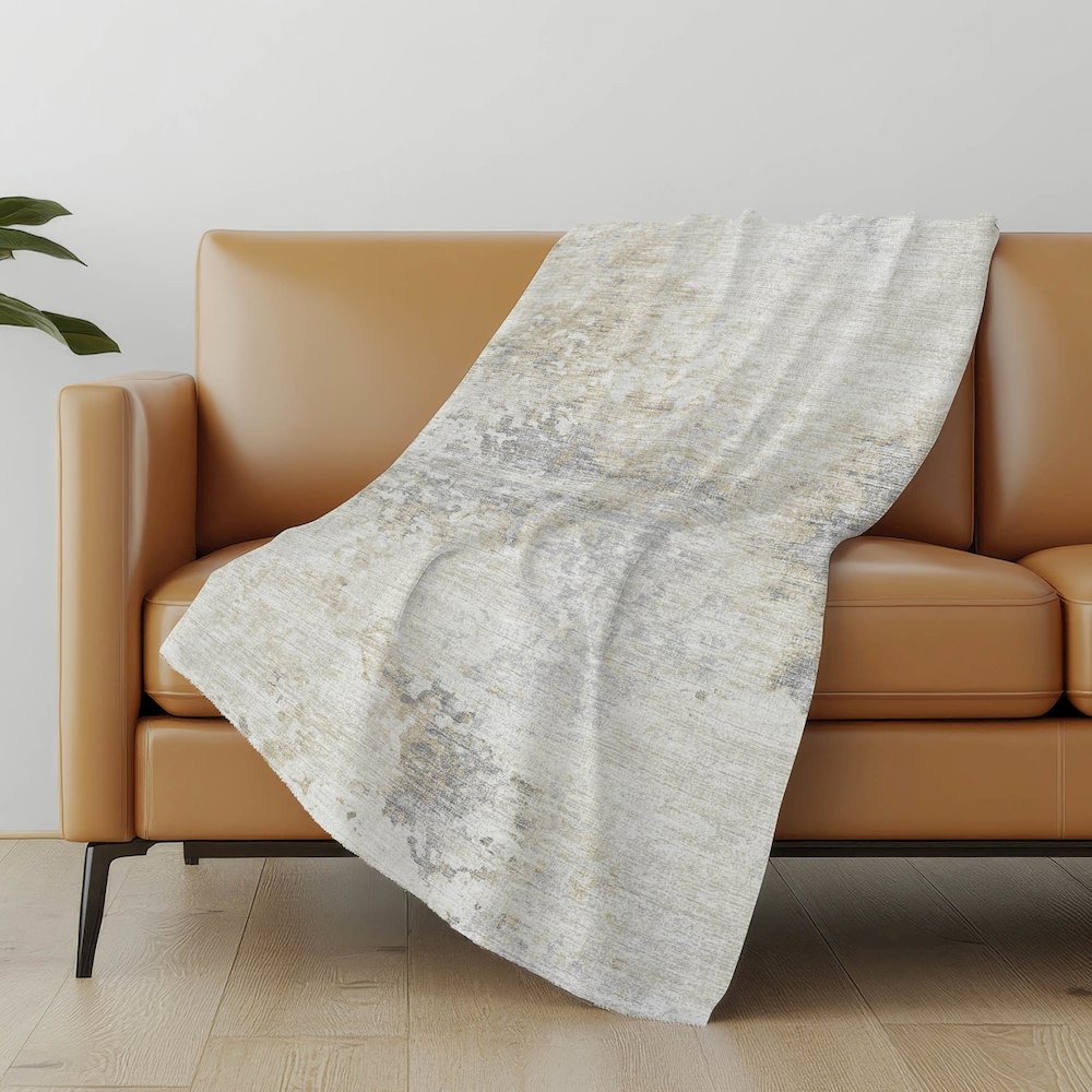 Premium Machine Washable ASB70 Ivory 50" x 70" Sherpa Throw Blanket. Picture 4