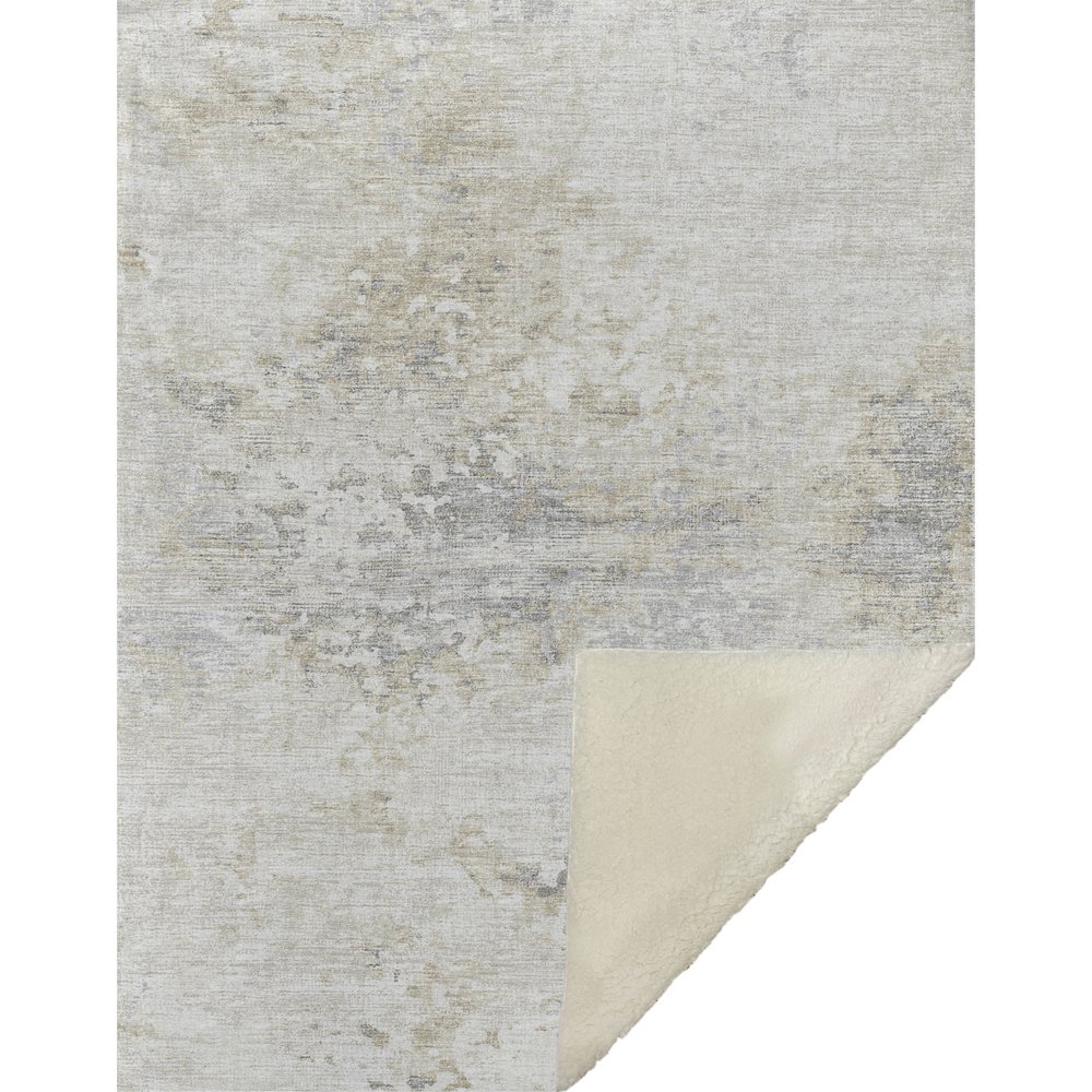 Premium Machine Washable ASB70 Ivory 50" x 70" Sherpa Throw Blanket. Picture 1