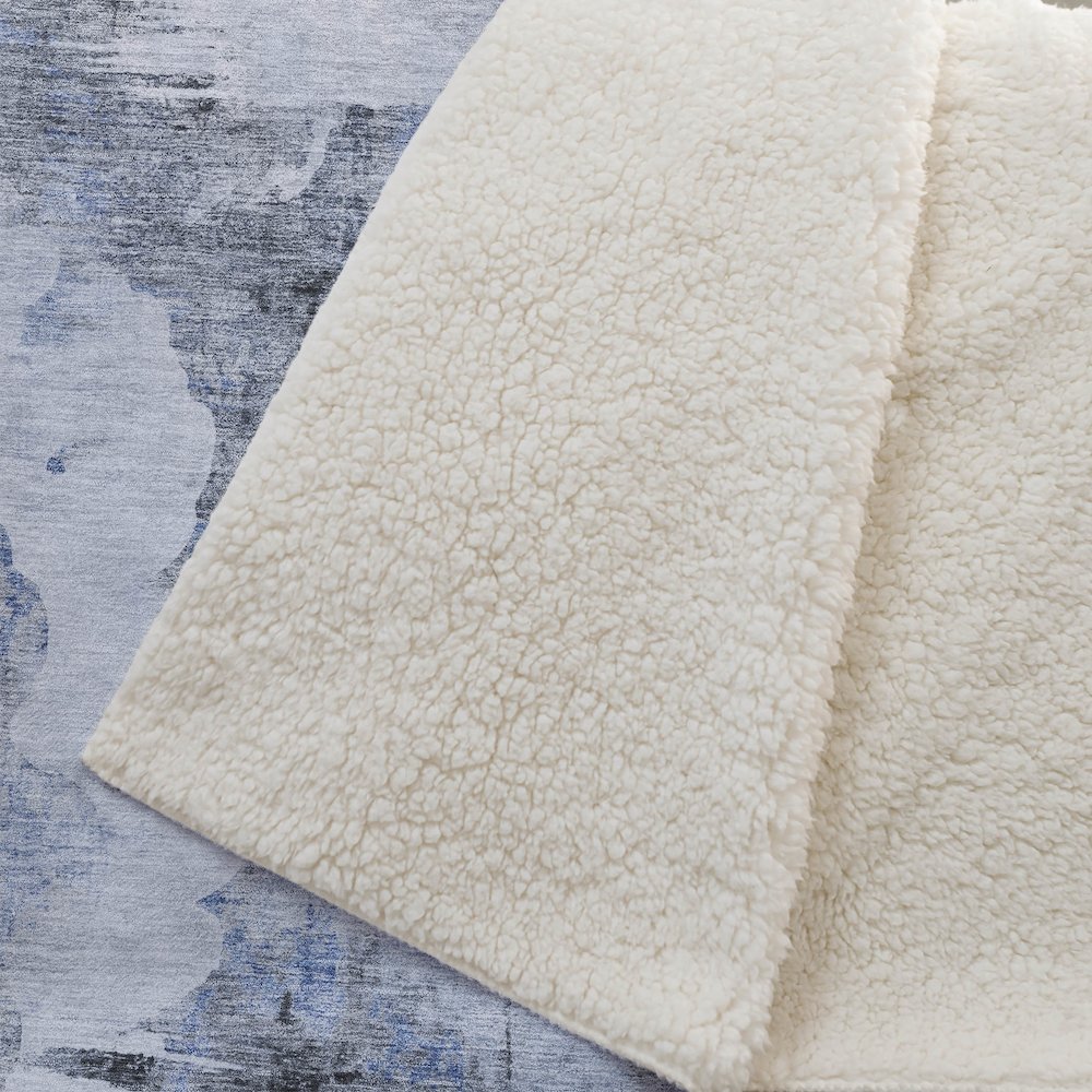 Premium Machine Washable ASB710 Blue 50" x 70" Sherpa Throw Blanket. Picture 2