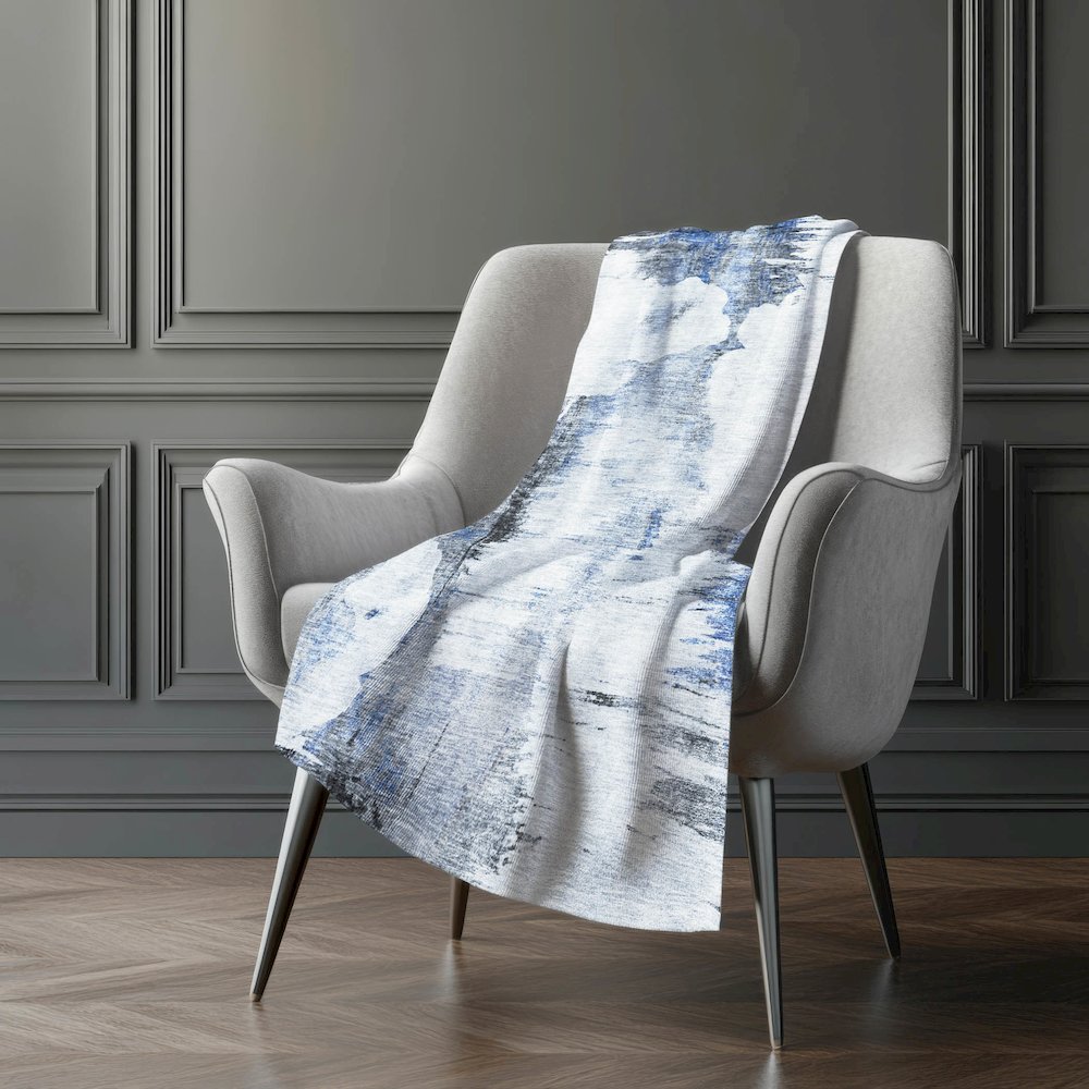 Premium Machine Washable ASB710 Blue 50" x 70" Sherpa Throw Blanket. Picture 5